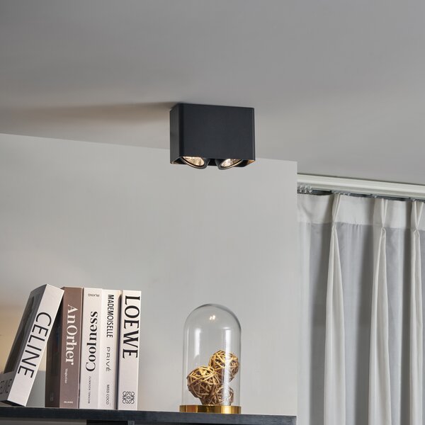 Spot de design negru, montat la suprafață, GU10 70mm, cu 2 lumini, rotativ și înclinabil - Vox