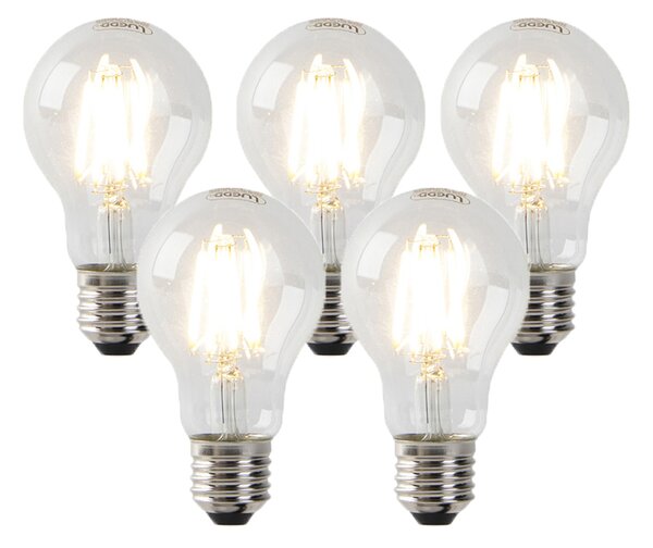 Set de 5 becuri LED E27 reglabile cu intensitatea luminii, transparente, 7W, 806 lm, 2700K