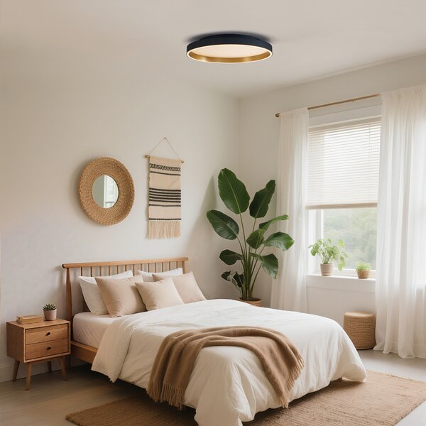 Plafonieră de design neagră cu auriu 60cm incl. LED comutator cu 3 căi - Ingo