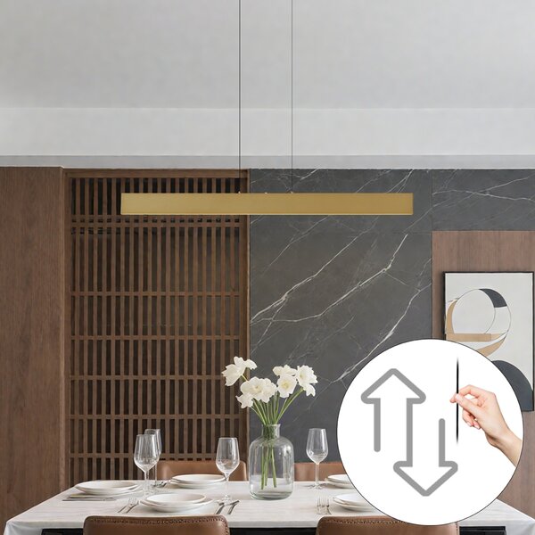 Lampă suspendată modernă alamă, incl. LED, reglabilă în 3 trepte, Easylift - Straight