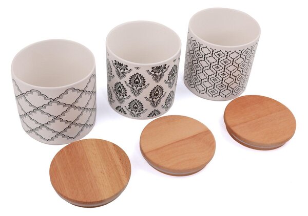 Set cutie de depozitare, 3 Piese, Alb, 12x12x10 cm