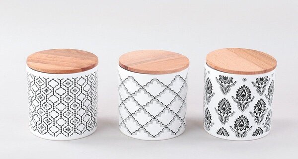 Set cutie de depozitare, 3 Piese, Alb, 12x12x10 cm