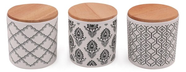 Set cutie de depozitare, 3 Piese, Alb, 12x12x10 cm