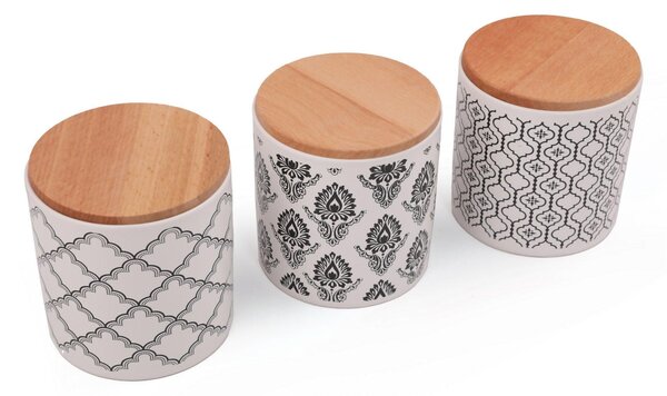 Set cutie de depozitare, 3 Piese, Alb, 12x12x10 cm