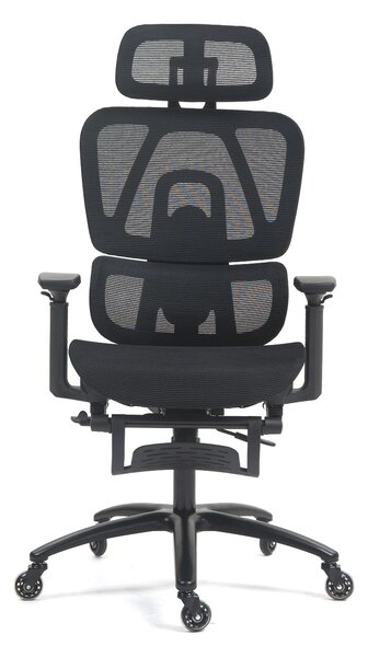 METACHAIR PRO Scaun ergonomic, sezut translatie, cotiere 3D, suport picioare, roti silicon, Full Mesh, Negru