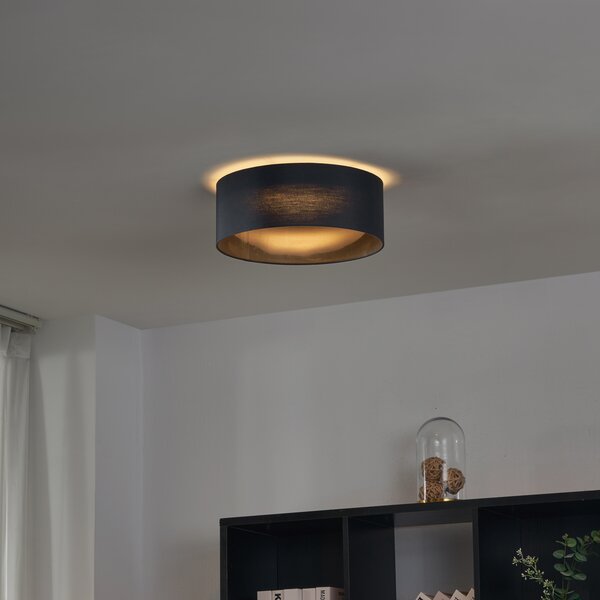 Plafonieră modernă neagră transparentă 40cm incl. LED cu 3 trepte de intensitate luminoasă - Sue