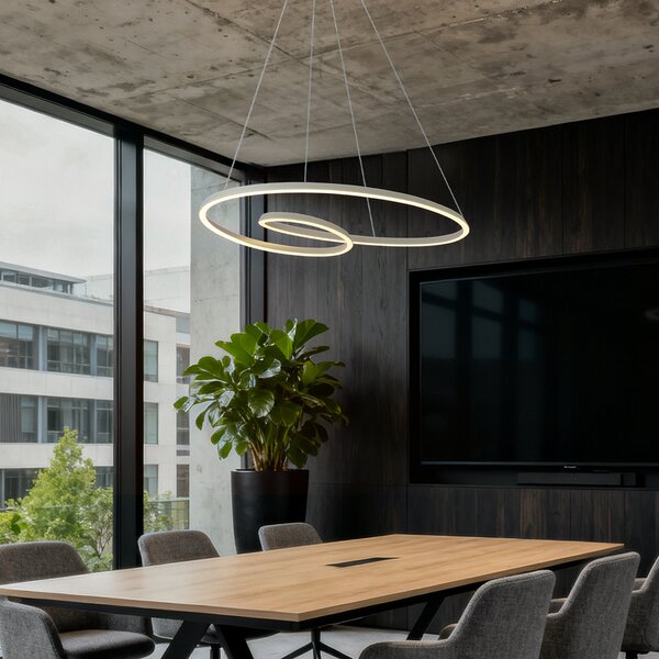Lampă suspendată scandinavă bej 110cm incl. LED cu 3 trepte de intensitate luminoasă - Circuit