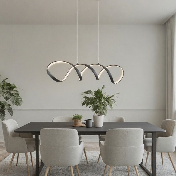 Lampa suspendată de design neagră 100cm cu LED inclus, reglabilă în 3 trepte - Wokkel
