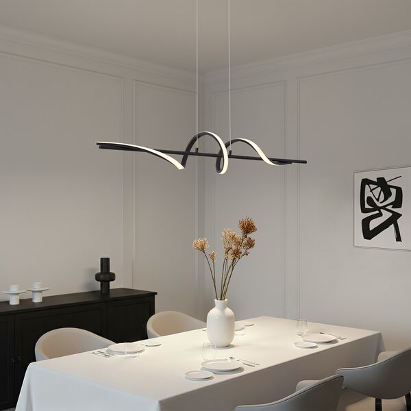 Lampă suspendată de design neagră 110cm incl. LED cu 3 trepte de intensitate luminoasă - Wokkel