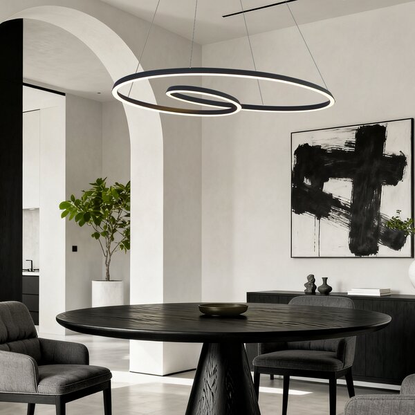 Lampă suspendată scandinavă neagră 110cm incl. LED cu 3 trepte de intensitate luminoasă - Circuit