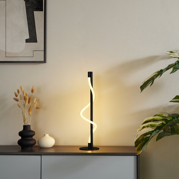 Lampă de masă modernă neagră cu LED inclus, cu 3 trepte de intensitate luminoasă - Twirl