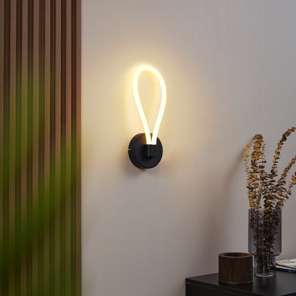Lampă de perete modernă neagră, incl. LED, cu 3 trepte de intensitate luminoasă - Keri