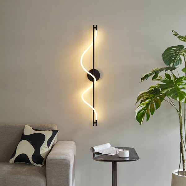 Lampă de perete modernă neagră, incl. LED, cu 3 trepte de intensitate luminoasă - Twirl