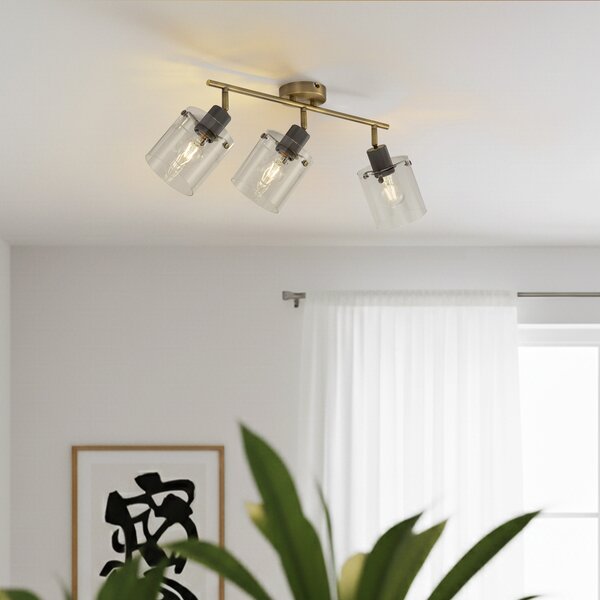 Spot de tavan de design bronz cu sticlă transparentă cu 3 lumini - Domo