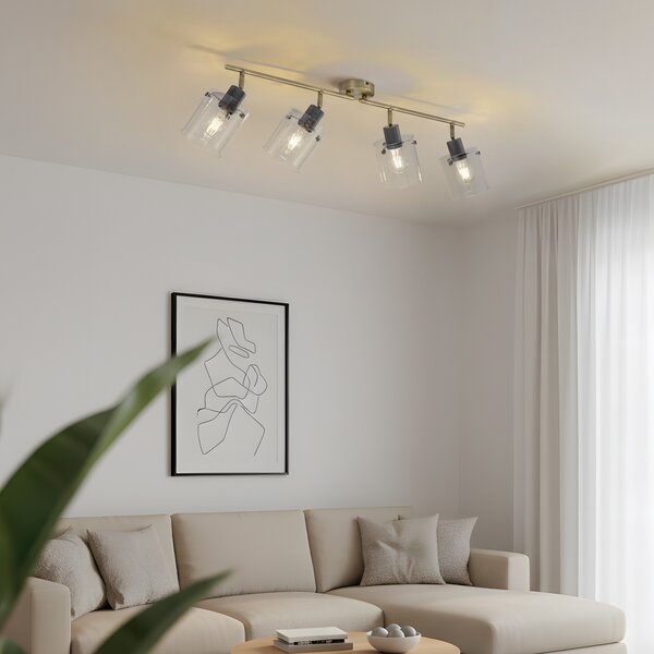 Spot de tavan de design bronz cu sticlă transparentă 4 lumini - Domo