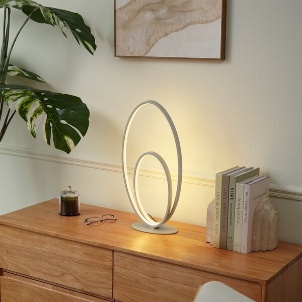 Lampă de masă de design bej, incl. LED, cu 3 trepte de intensitate luminoasă - Boomerang