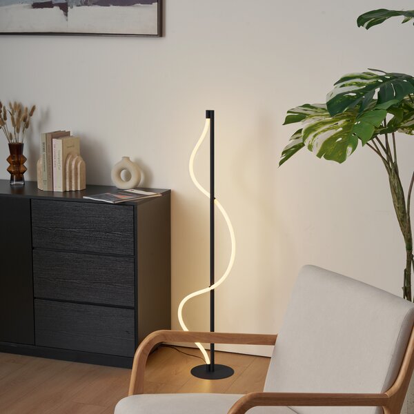 Lampă de podea modernă neagră, incl. LED, cu dimmer în 3 trepte - Twirl