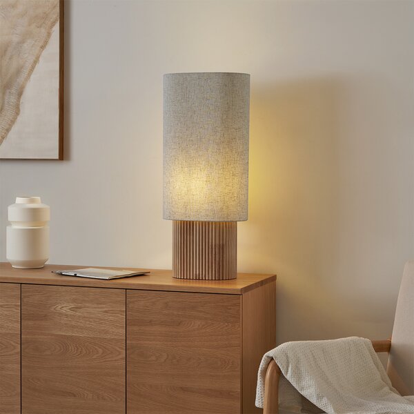 Lampă de podea Japandi din lemn cu abajur din in 70cm - Lamel