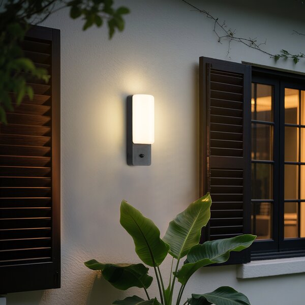 Lampă de perete de exterior neagră cu senzor crepuscular, inclusiv LED - Shift