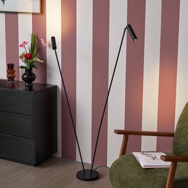 Lampă de podea modernă neagră cu 2 lumini GU10 35mm - Thomas