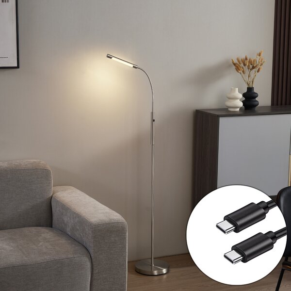 Lampă de podea modernă din oțel, incl. LED, reîncărcabilă, cu dimmer în 3 trepte - Statler