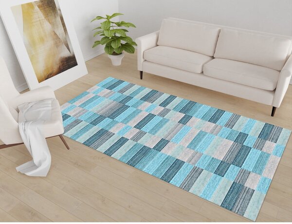 Covor albastru lavabil 50x80 cm Hali – Vitaus