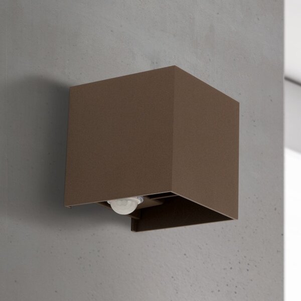 Orion- Aplică de perete LED pentru exterior cu senzor CUBE-S LED/13W/230V IP54 maro