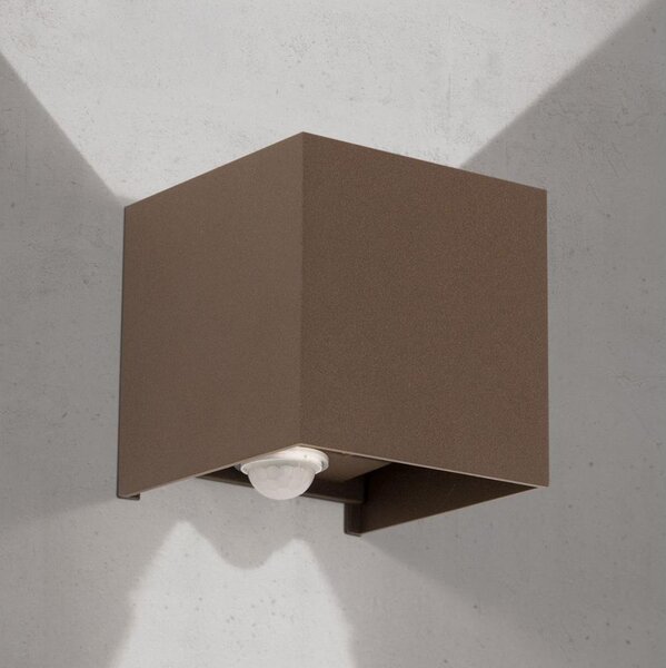 Orion- Aplică de perete LED pentru exterior cu senzor CUBE-S LED/13W/230V IP54 maro