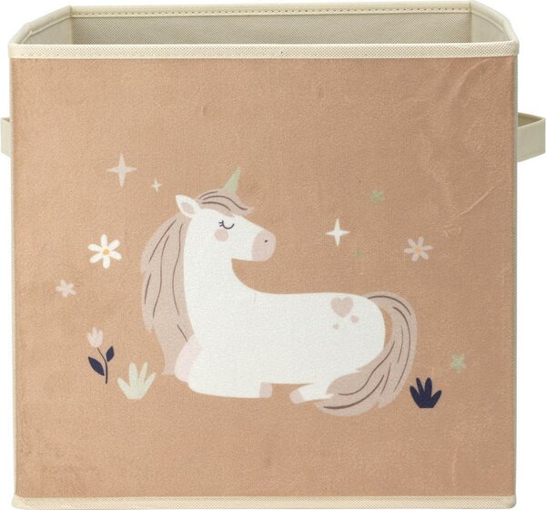 Cutie textilă pentru copii Unicorn dream bej,32 x 32 x 30 cm