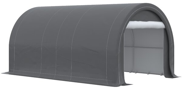 Outsunny Șopron Auto, Cort de Depozitare Portabil de Mare Capacitate cu Ușă, Copertina PE Anti-UV pentru Mașină, Barcă, Motocicletă, 3x5 m, Gri