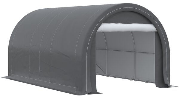 Outsunny Șopron Auto, Cort de Depozitare Portabil de Mare Capacitate cu Ușă, Copertina PE Anti-UV pentru Mașină, Barcă, Motocicletă, 3x5 m, Gri