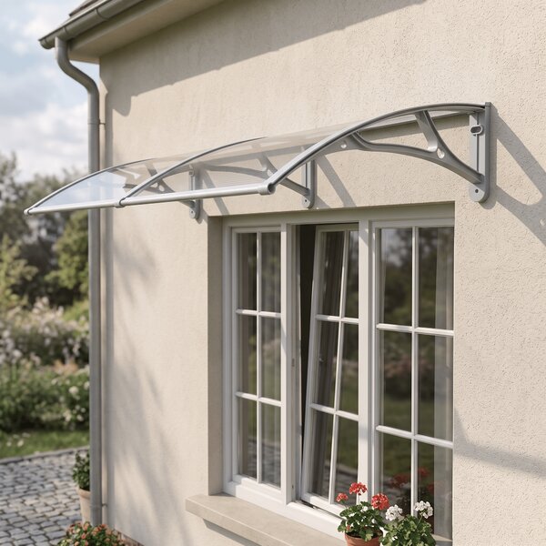 Copertină PRO 150x120 cm din aluminiu și plexiglas – Gri/Transparent