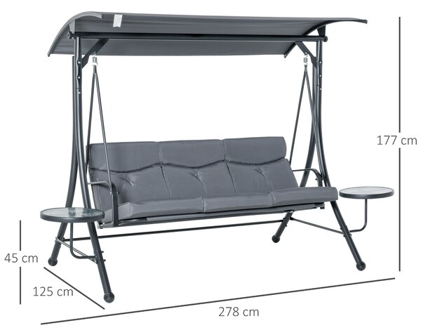 Outsunny Balansoar cu 3 scaune de gradina sau balcon cu acoperis si 2 mese de cafea | Aosom Romania