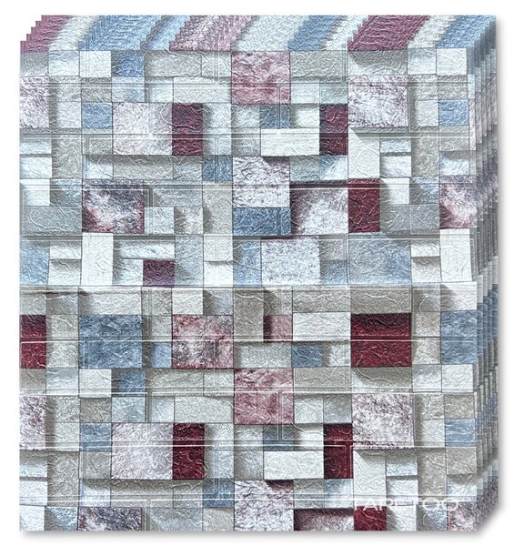 10 x Placi Tapet 3D - 70 X 77 Cm "Mozaic- Albastru & Mov & Gri " 3mm ( COD: 93 )