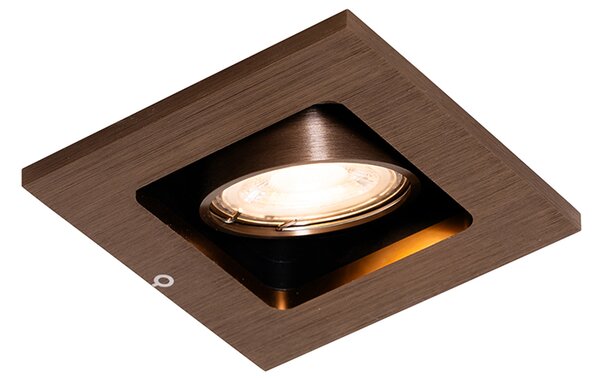 Spot încastrat inteligent bronz închis rotativ și înclinabil, incl. Wifi GU10 50mm - Qure