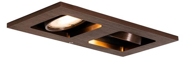 Spot integrat bronz închis dreptunghiular 2 lumini inclinabil și rotativ - Qure