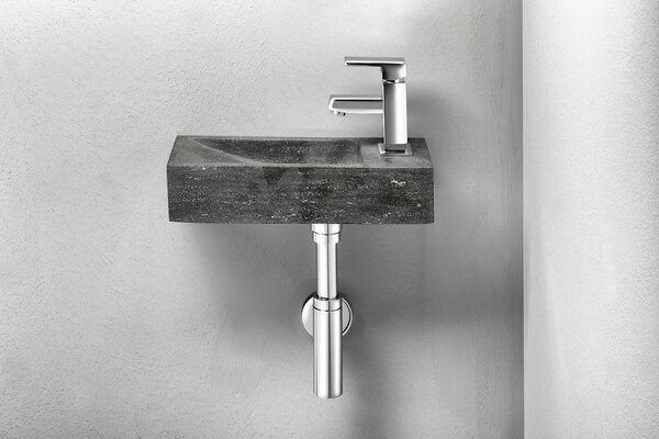 Sapho Sapho, chiuveta din piatra BLOK 38x8x14 cm, antracit negru, 2401-31