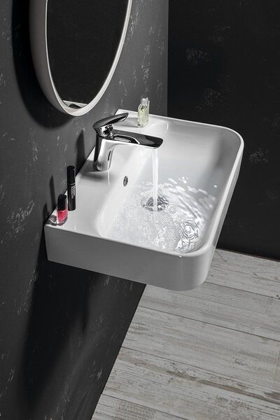 Isvea Sistema lavoar 55x38 cm dreptunghiular clasică-de blat alb luciu 10PL53055