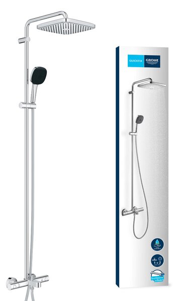 Grohe Vitalio Comfort set cadă și duș perete cu termostat cu duș de ploaie StarLight Chrome 26984001