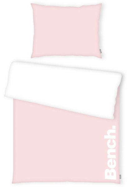 Lenjerie de pat Bench din bumbac, alb-roz, 140 x 200 cm, 70 x 90 cm