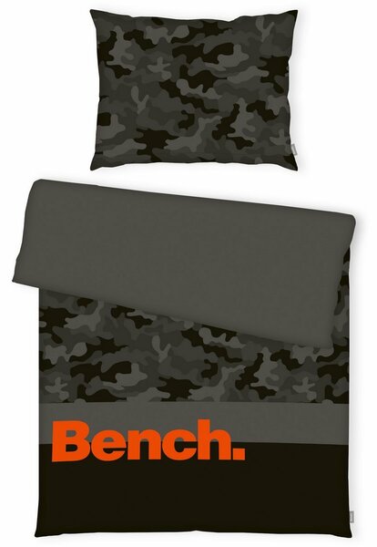Lenjerie de pat Bench din bumbac, gri-negru, 140 x 200 cm, 70 x 90 cm