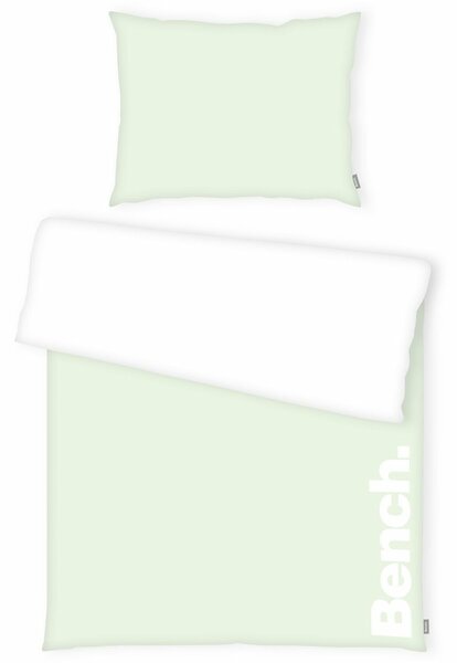 Lenjerie de pat Bench din bumbac, alb-verde, 140 x 200 cm, 70 x 90 cm