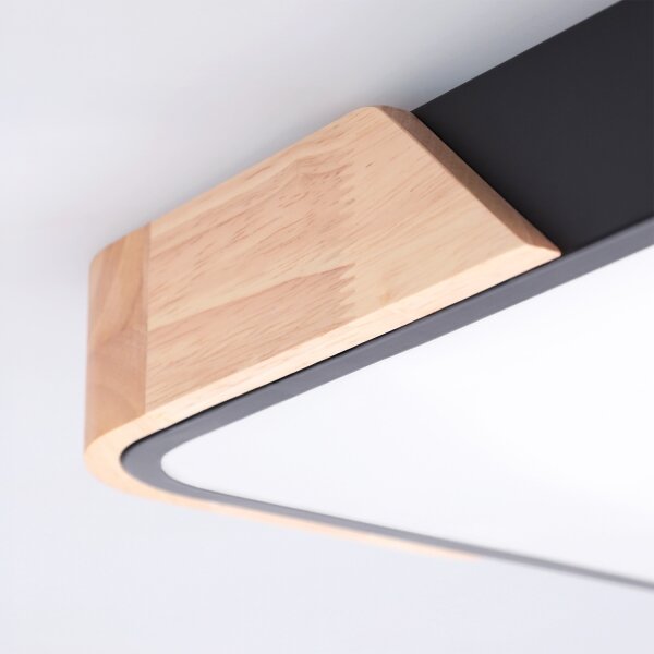 Brilagi - Corp de iluminat LED PILANA dimerizabil, 48W/230V, stejar/negru, 42x42 cm + telecomandă