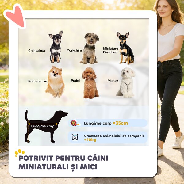 PawHut Cărucior pentru Câini Mici Pliabil, Cărucior pentru Câini cu Roți cu Frâne, Suport pentru Pahare, Coș de Depozitare și Căptușeală Detasabilă și Lavabilă, pentru Animale de până la 10 kg, Gri | Aosom Romania