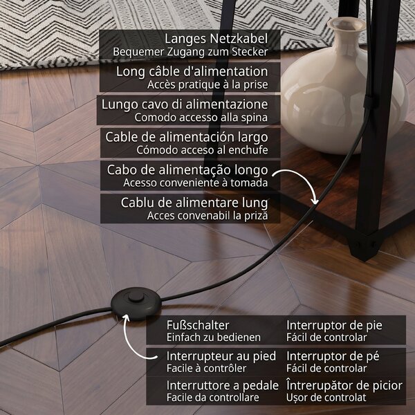 Lampa de Podea cu Rafturi, Inalta, Independenta, cu Abajur din Material Textil (Becul Nu Este Inclus), Nuc Maro si Bej, HOMCOM | Aosom Romania