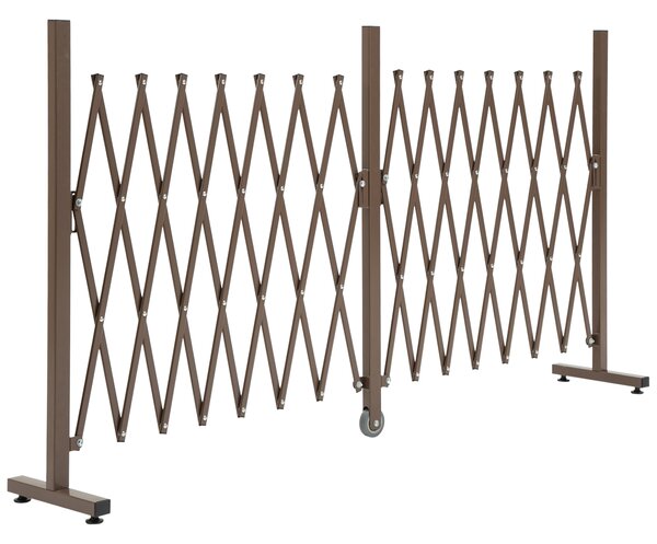 Outsunny Gard Extensibil Autoportant, Grilaj Flexibil din Oțel și Aluminiu, Pliabil, 52-405 cm, Maro Închis | Aosom Romania