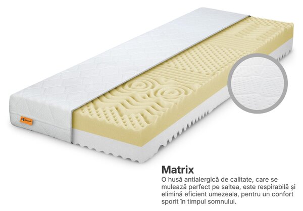 Saltea cu efect de masaj din spumă Komfort 80x200x16 - husă Matrix