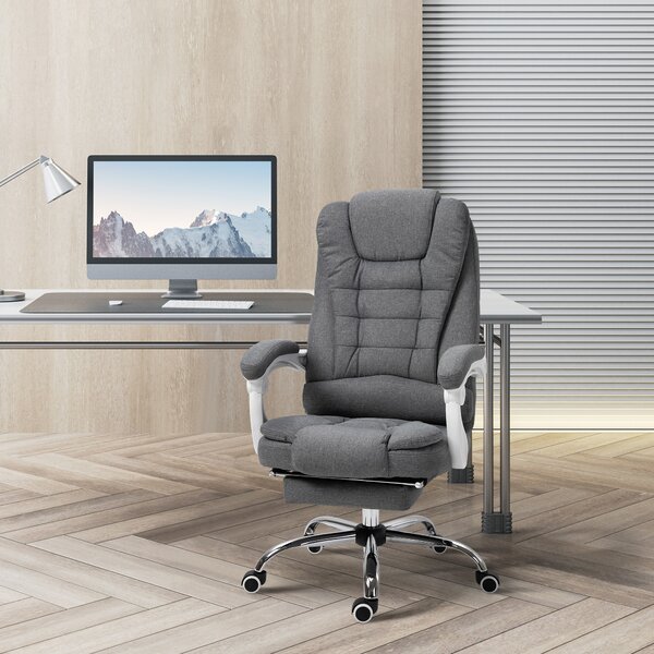 Vinsetto Scaun Ergonomic de Birou Reglabil cu Suport pentru Picioare, Spătar Înalt și Brațe, 65x70x115-123 cm, Gri | Aosom Romania