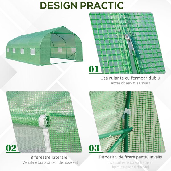 Outsunny Sera Gradina Verde Pentru Legume 6x3x2 | Aosom Romania