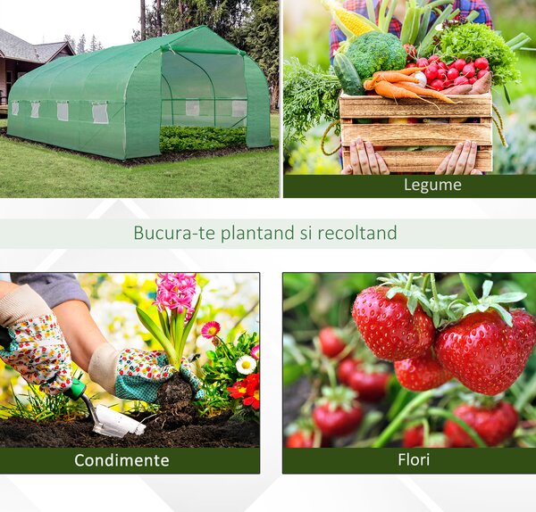 Outsunny Sera Gradina Verde Pentru Legume 6x3x2 | Aosom Romania